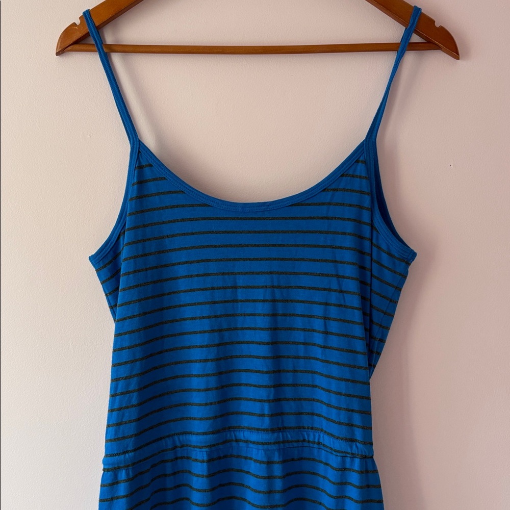 3 Three Dots Blue Striped cotton Knit Dress - Picture 6 of 8